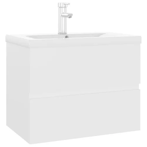 Ormarić s ugrađenim Lavabo - Umivaonikom bijeli od konstruiranog drva - Bijela 60 x 38.5 x 45 cm sa slavinom i odvodom Cijena