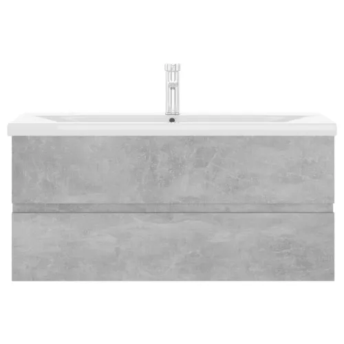Ormarić s ugrađenim Lavabo - Umivaonikom siva boja betona drvena - Beton siva 100 x 38.5 x 45 cm sa slavinom i odvodom Cijena