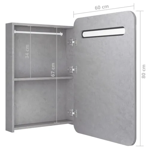 LED kupaonski ormarić s ogledalom boja betona 60 x 11 x 80 cm - Beton siva 1 Cijena