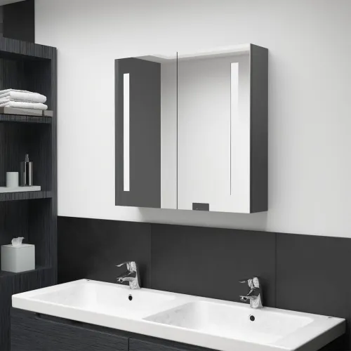 LED kupaonski ormarić s ogledalom sivi 62 x 14 x 60 cm - Siva 62 x 14 x 60 cm Cijena