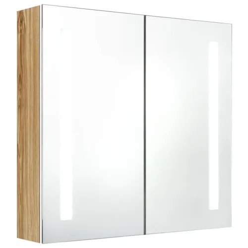 LED kupaonski ormarić s ogledalom bijeli i hrast 62x14x60 cm - Bijela i hrast 62 x 14 x 60 cm Cijena