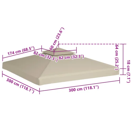 Zamjenski krov za sjenicu 310 g/m² bež 3 x 3 m - Bež 3 x 3 m 1 Bež Cijena