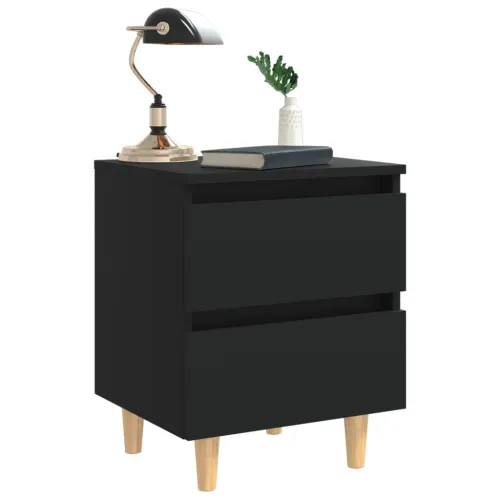 Noćni ormarići s nogama od borovine 2 kom crni 40 x 35 x 50 cm - Crna 2 Cijena