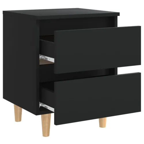 Noćni ormarići s nogama od borovine 2 kom crni 40 x 35 x 50 cm - Crna 2 Cijena
