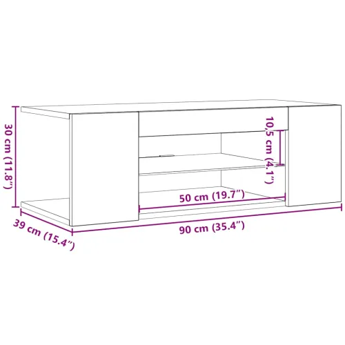TV ormarić s LED svjetlima boja hrasta sonome 90 x 39 x 30 cm - sonoma hrast 1 Cijena