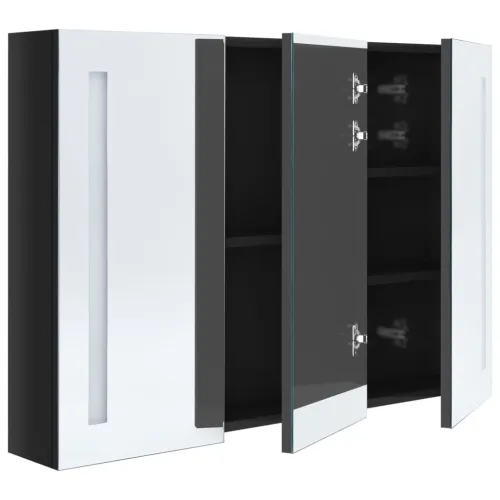 LED kupaonski ormarić s ogledalom 89 x 14 x 62 cm sjajni crni - Sjajna crna 89 x 14 x 62 cm Cijena