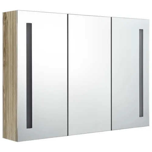LED kupaonski ormarić s ogledalom 89 x 14 x 62 cm boja hrasta - Boja hrasta 89 x 14 x 62 cm Cijena
