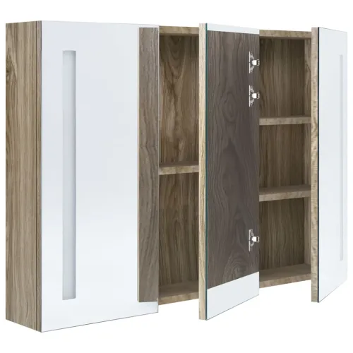 LED kupaonski ormarić s ogledalom 89 x 14 x 62 cm boja hrasta - Boja hrasta 89 x 14 x 62 cm Cijena