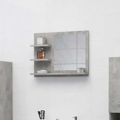 Kupaonsko ogledalo boja betona 60x10,5x45 cm konstruirano drvo - Beton siva Cijena