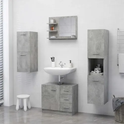 Kupaonsko ogledalo boja betona 60x10,5x45 cm konstruirano drvo - Beton siva Cijena
