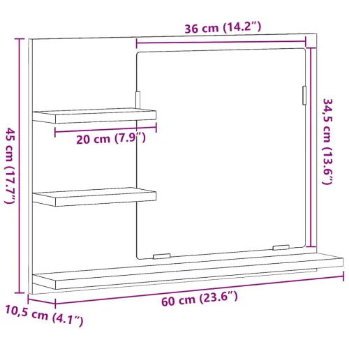Kupaonsko ogledalo boja betona 60x10,5x45 cm konstruirano drvo - Beton siva Cijena