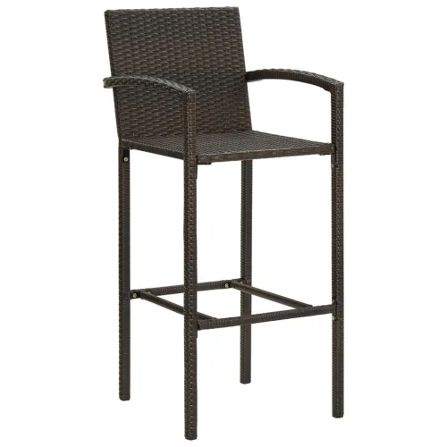 Stol i stolice - 5-dijelni vrtni barski set od poliratana smeđi - Smeđa Dužina stola 70 cm 4 Cijena