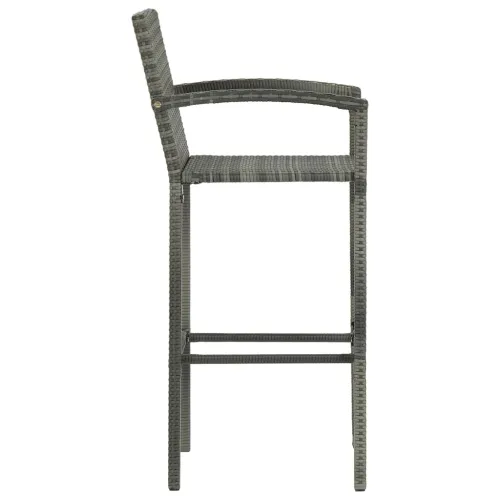 Stol i stolice - 5-dijelni vrtni barski set od poliratana sivi - Siva Dužina stola 130 cm 4 Cijena