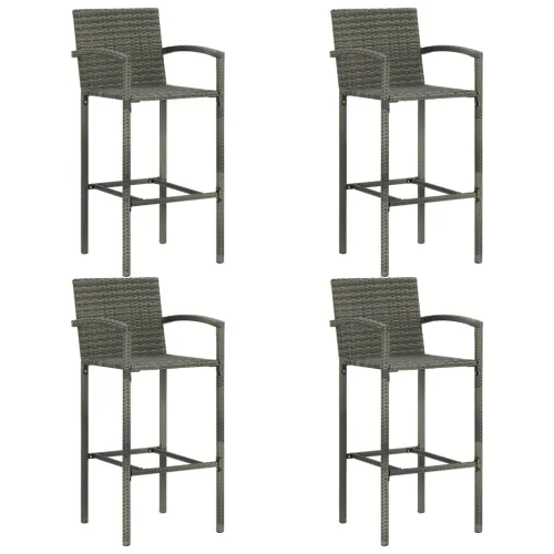 Stol i stolice - 5-dijelni vrtni barski set od poliratana sivi - Siva Dužina stola 130 cm 4 Cijena