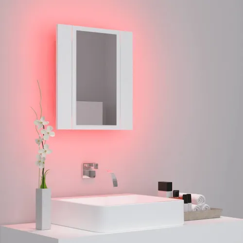 LED kupaonski ormarić s ogledalom bijeli 40x12x45 cm akrilni - Bijela 1 Cijena