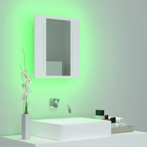 LED kupaonski ormarić s ogledalom bijeli 40x12x45 cm akrilni - Bijela 1 Cijena