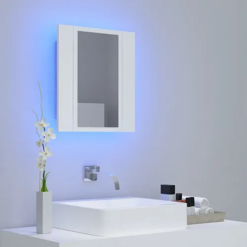 LED kupaonski ormarić s ogledalom bijeli 40x12x45 cm akrilni - Bijela 1 Cijena