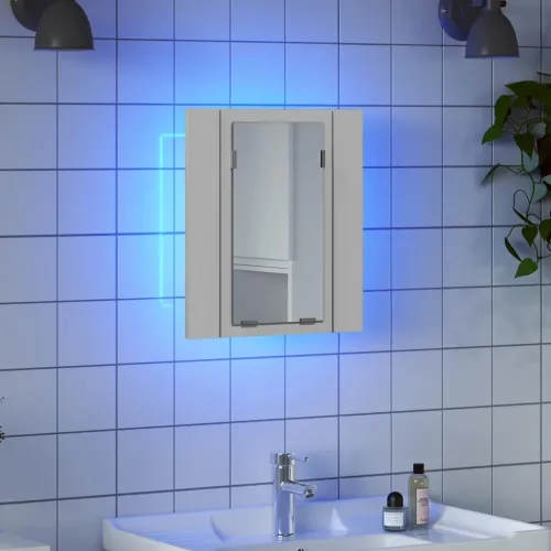 LED kupaonski ormarić s ogledalom bijeli 40x12x45 cm akrilni - Bijela 1 Cijena
