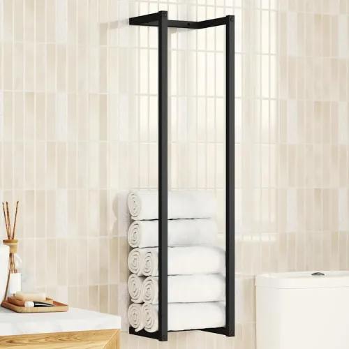 Stalak za ručnike crni 25 x 20 x 95 cm željezni - Crna 25 x 20 x 95 cm Cijena