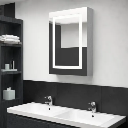 LED kupaonski ormarić s ogledalom boja betona 50 x 14 x 60 cm - Beton siva Cijena