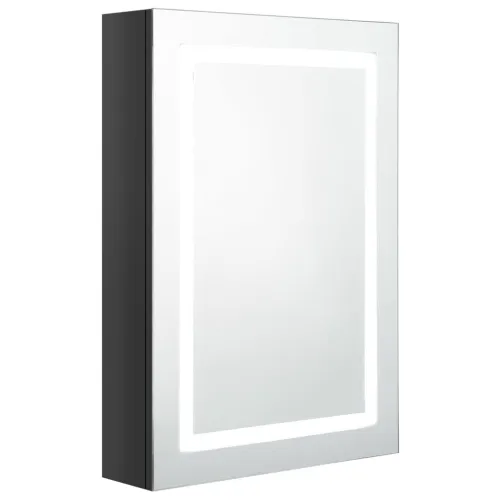 LED kupaonski ormarić s ogledalom sjajni crni 50 x 13 x 70 cm - Sjajna crna Cijena