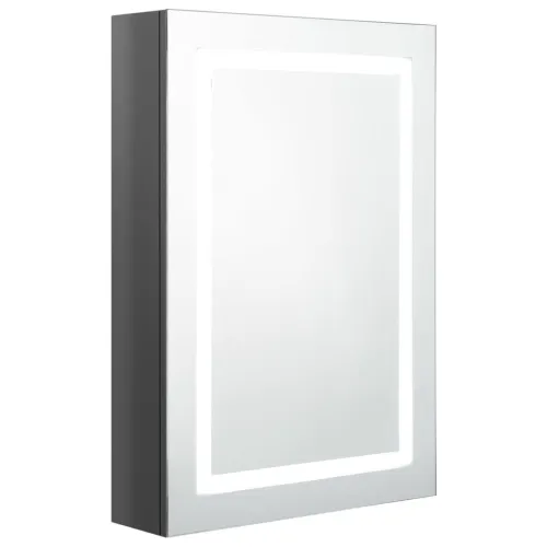 LED kupaonski ormarić s ogledalom sjajni sivi 50 x 13 x 70 cm - Sjajna siva Cijena