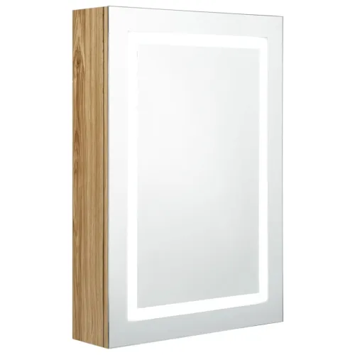 LED kupaonski ormarić s ogledalom boja hrasta 50 x 13 x 70 cm - Boja hrasta Cijena
