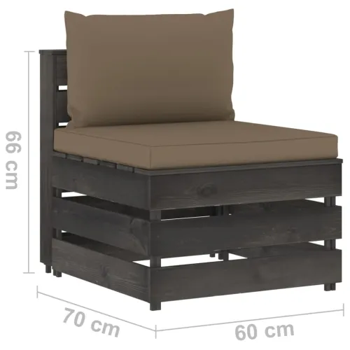 Modularna srednja sofa s jastucima od sivo impregniranog drva - Smeđesiva i siva 1 srednja sofa Cijena