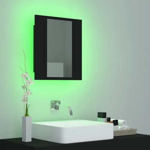 LED kupaonski ormarić s ogledalom crni 40x12x45 cm akrilni - Crna Cijena