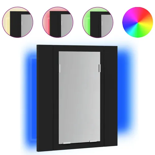 LED kupaonski ormarić s ogledalom crni 40x12x45 cm akrilni - Crna Cijena