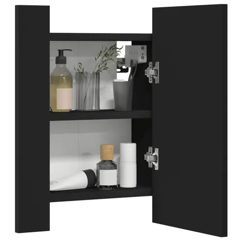 LED kupaonski ormarić s ogledalom crni 40x12x45 cm akrilni - Crna Cijena
