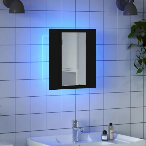 LED kupaonski ormarić s ogledalom crni 40x12x45 cm akrilni - Crna Cijena