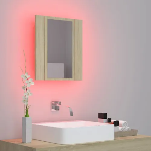 LED kupaonski ormarić s ogledalom boja hrasta 40x12x45 akrilni - Sonoma hrast Cijena