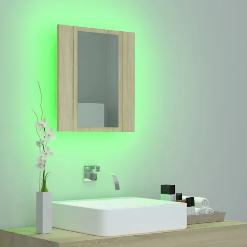 LED kupaonski ormarić s ogledalom boja hrasta 40x12x45 akrilni - Sonoma hrast Cijena
