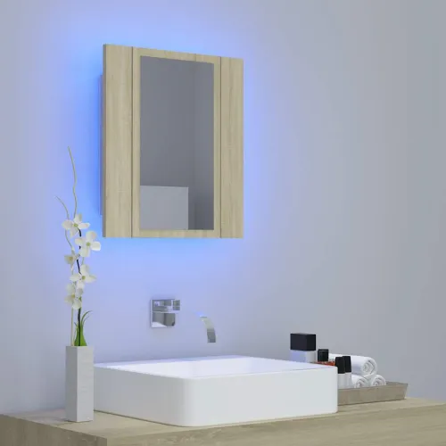 LED kupaonski ormarić s ogledalom boja hrasta 40x12x45 akrilni - Sonoma hrast Cijena