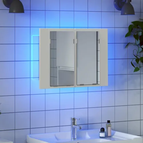 LED kupaonski ormarić s ogledalom bijeli 60x12x45 cm akrilni - Bijela Cijena