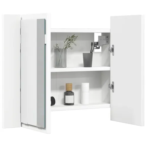 LED kupaonski ormarić s ogledalom bijeli 60x12x45 cm akrilni - Bijela Cijena