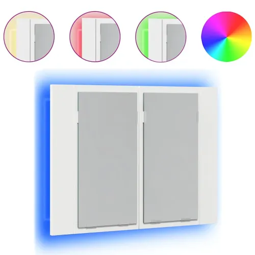 LED kupaonski ormarić s ogledalom bijeli 60x12x45 cm akrilni - Bijela 1 Bijela Cijena