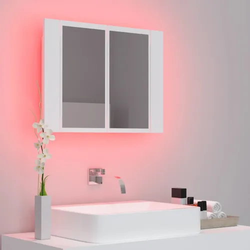 LED kupaonski ormarić s ogledalom bijeli 60x12x45 cm akrilni - Bijela Cijena