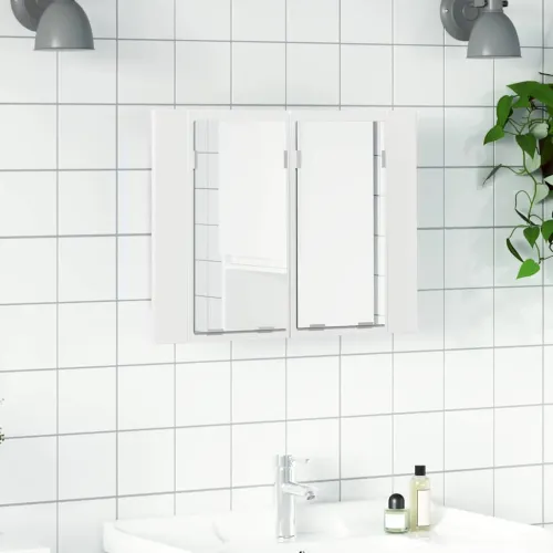 LED kupaonski ormarić s ogledalom bijeli 60x12x45 cm akrilni - Bijela 1 Bijela Cijena