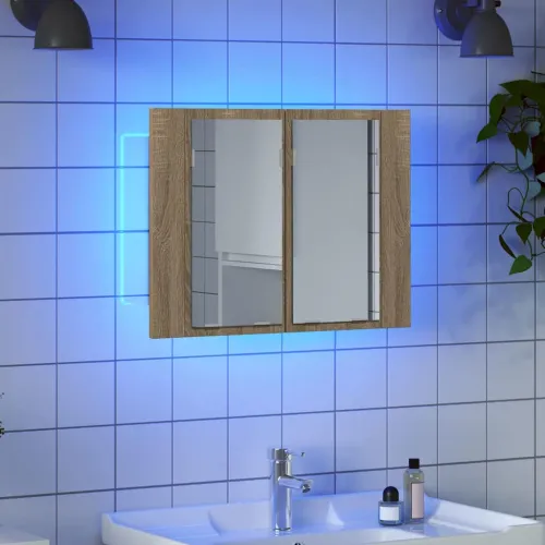 LED kupaonski ormarić s ogledalom boja hrasta 60x12x45 akrilni - Sonoma hrast Cijena