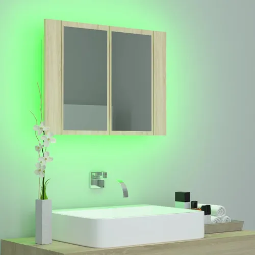 LED kupaonski ormarić s ogledalom boja hrasta 60x12x45 akrilni - Sonoma hrast Cijena