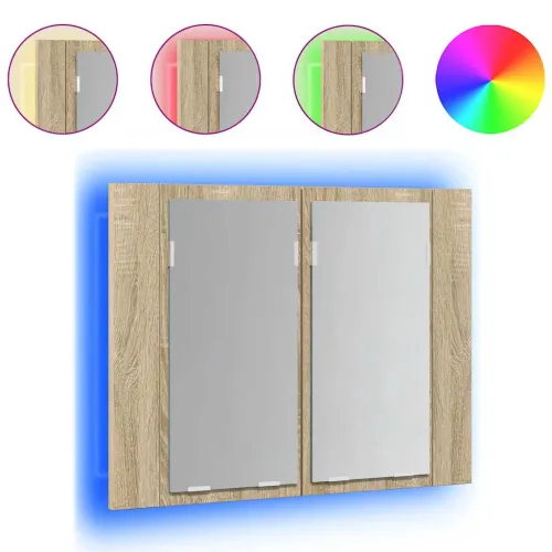LED kupaonski ormarić s ogledalom boja hrasta 60x12x45 akrilni - Sonoma hrast Cijena