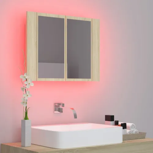 LED kupaonski ormarić s ogledalom boja hrasta 60x12x45 akrilni - Sonoma hrast Cijena