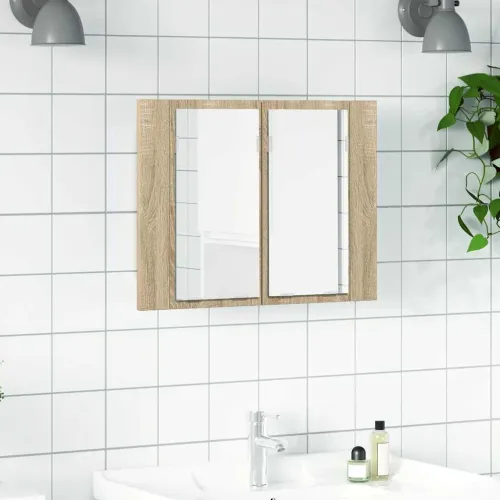 LED kupaonski ormarić s ogledalom boja hrasta 60x12x45 akrilni - Sonoma hrast Cijena
