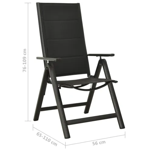 Sklopive stolice 2 kom. Tekstilen i aluminij crne boje Cijena