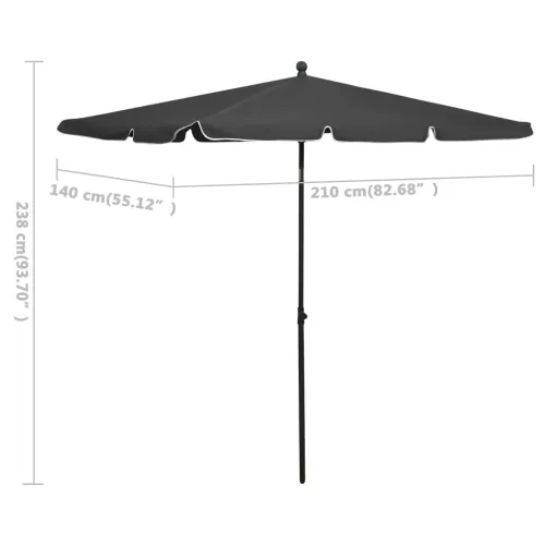 Vrtni suncobran sa šipkom 210 x 140 cm antracit - Antracit Cijena