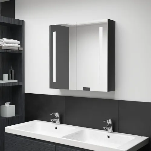 LED kupaonski ormarić s ogledalom sjajni crni 62 x 14 x 60 cm - Sjajna crna 62 x 14 x 60 cm Cijena