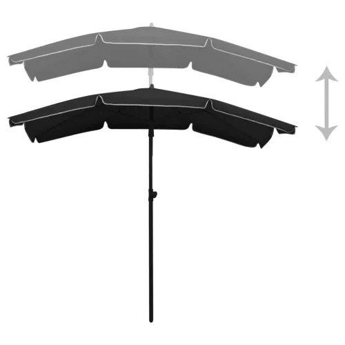 Vrtni suncobran sa stupom 200 x 130 cm crni - Crna Cijena