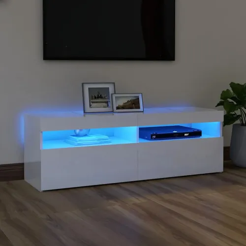TV ormarić s LED svjetlima visoki sjaj bijeli 120x35x40 cm - Visoko sjajno bijela 1 120 cm Visoko sjajno bijela Cijena